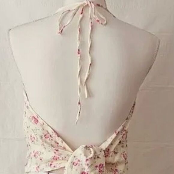 Zara Halter Floral Shirt Wrap Front Tie Back Crop Top Size M - Picture 6 of 10